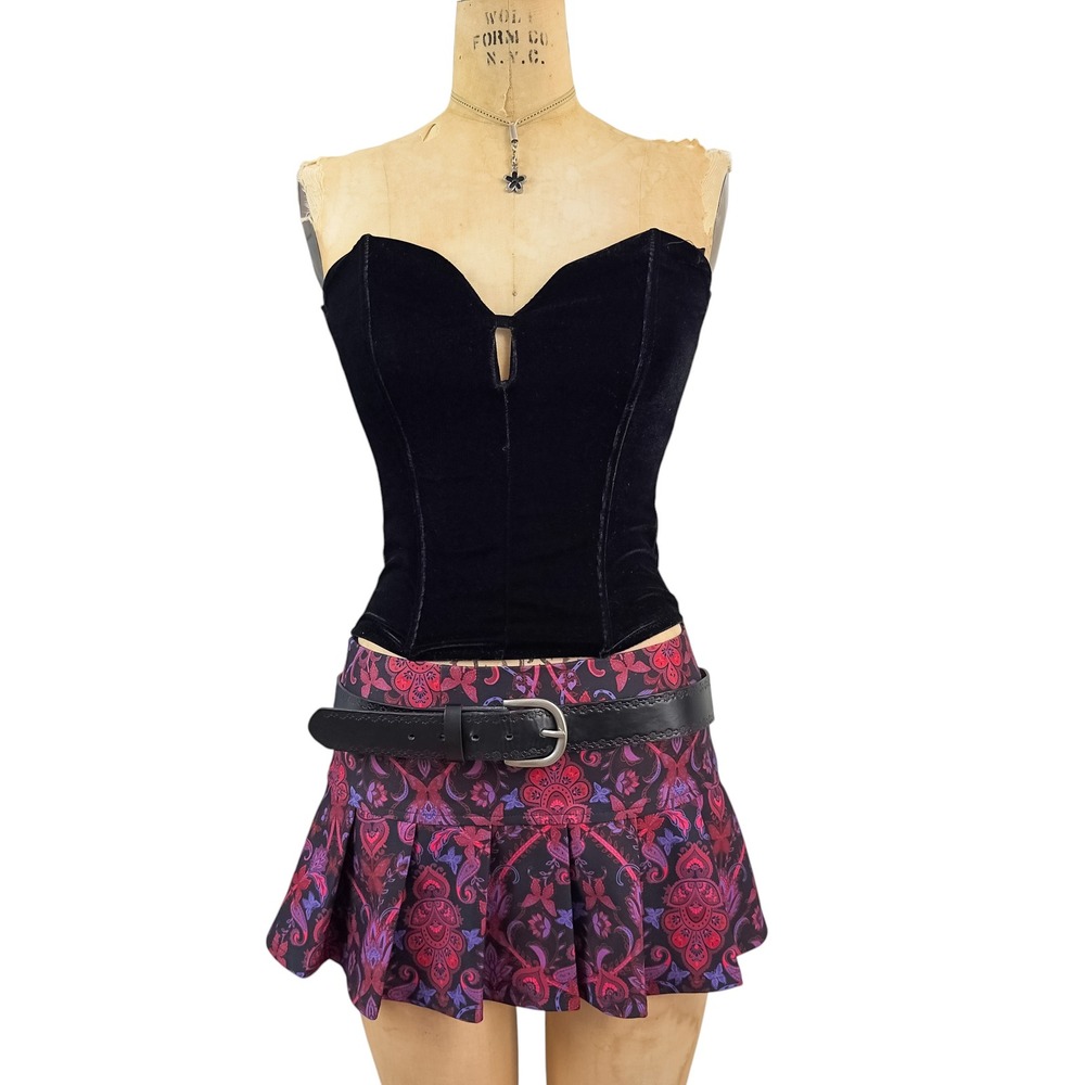 Spirit Black Velvet Corset Top Sweetheart Neckline Boning Fitted Goth Size M